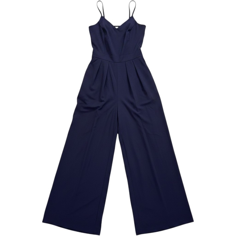 Halara Womens Large Tall Wide Leg Jumpsuit Purple V-Neck Spaghetti Strap Pleated